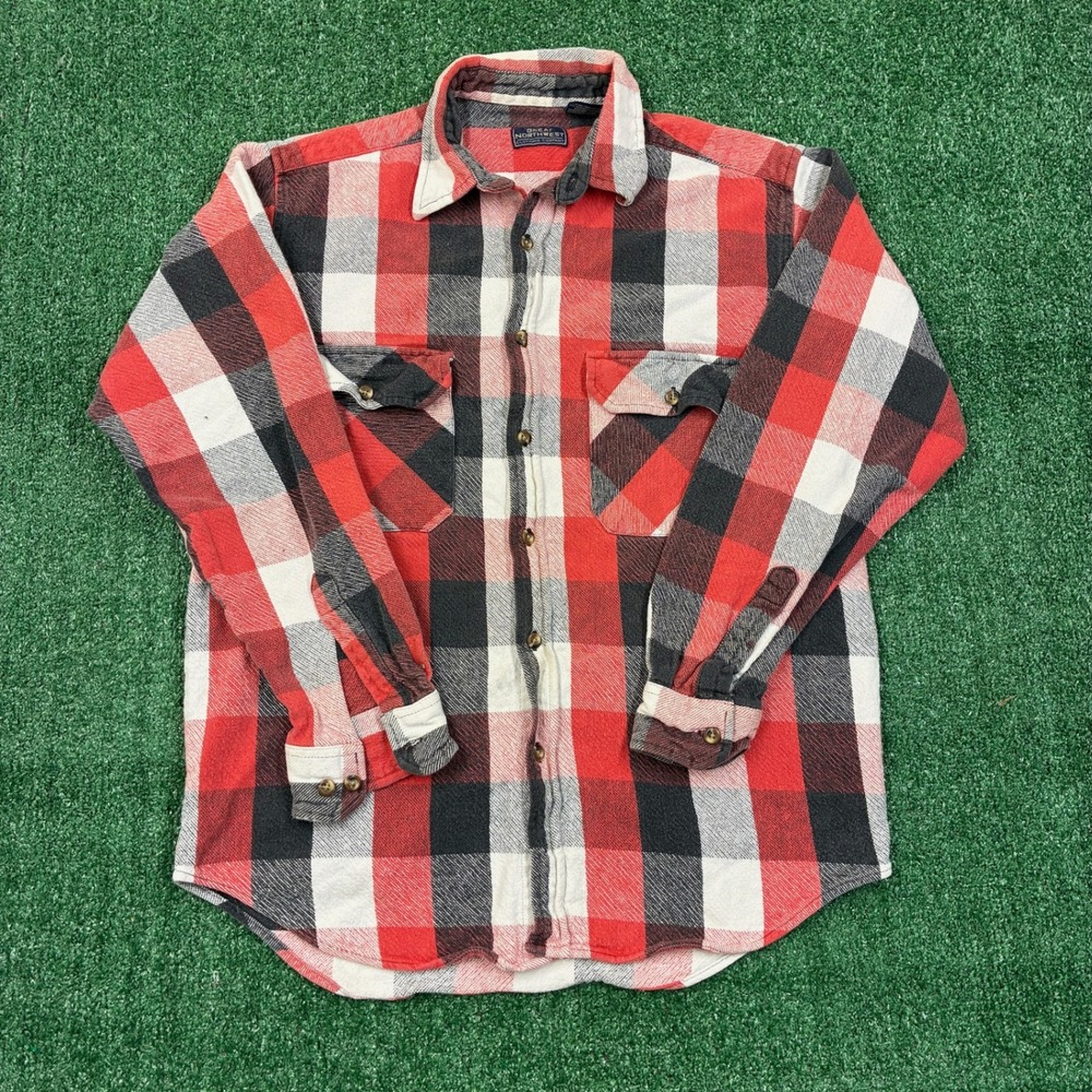 Vintage Great Northwest Red Black Plaid Flannel Shirt